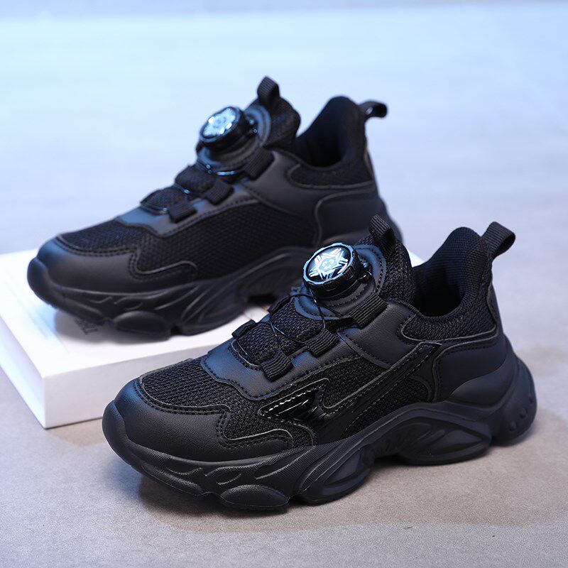 安氢云男童鞋子夏季儿童黑色运动老爹鞋男孩透气网面跑步小黑鞋