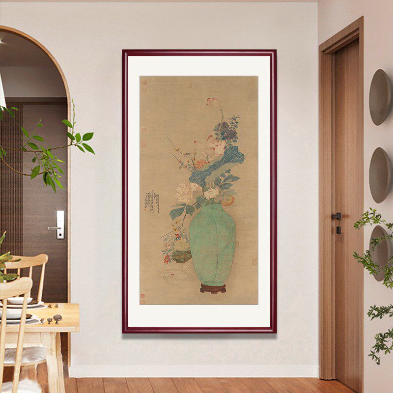 名家国画岁朝清供图古典花卉玄关挂画新中式客厅书房茶室装饰壁画