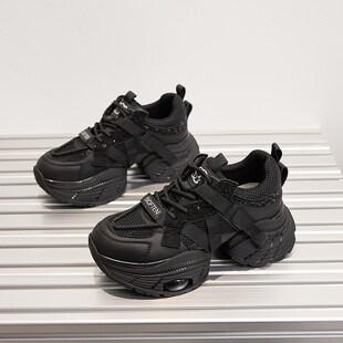 32码33号小码女鞋34码7cm网面透气显脚小老爹鞋女夏小个子增高鞋