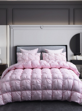 鹅绒被全棉立衬防羽布扭花羽绒被冬被被子春秋被被芯1.8m床上保暖