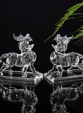 水晶聚宝盆招财摆件透明色聚财貔貅客厅玄关店铺装饰品办公室摆件
