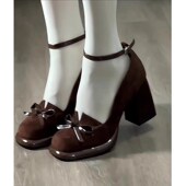 法式 超火绝美不累脚高跟鞋 女q秋冬2025年新款 百搭粗跟厚底玛丽珍