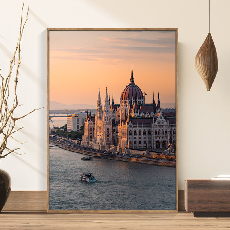 匈牙利布达佩斯装l饰画客厅沙发背景墙画餐厅城市夜景建筑风景挂