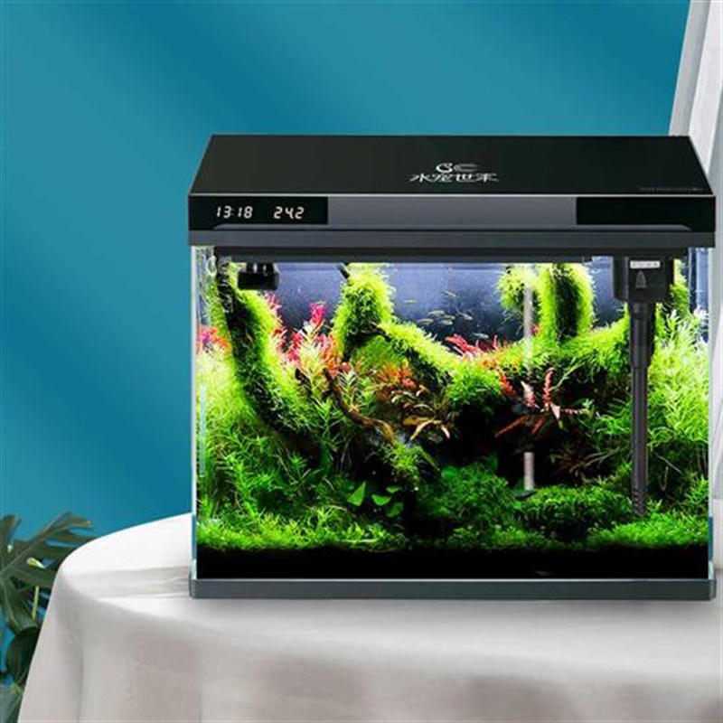 新款自循环智能数显水族箱小型家用生态懒人桌面鱼缸免换水超白玻