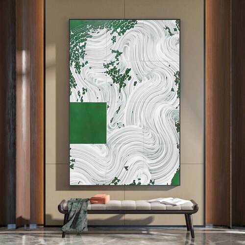 现代抽象玄关装j饰画简约艺术客厅沙发背景墙挂画别墅入户肌理墙