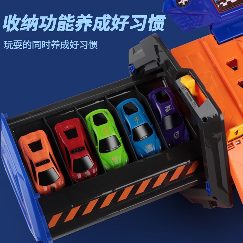 大号变形弹射轨道货柜卡车玩具儿童男孩合金小汽车赛车停车场益智