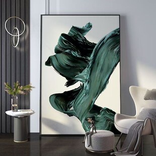 客厅装饰画竖版i墨绿色玄关画落地大幅挂画简约现代抽象高级感壁