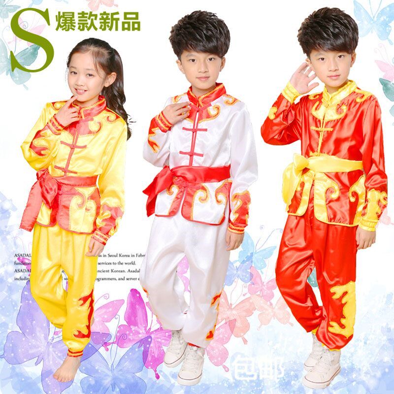 儿童武术服装男i女学生太极表演练习服三月三号儿童民族功夫表演