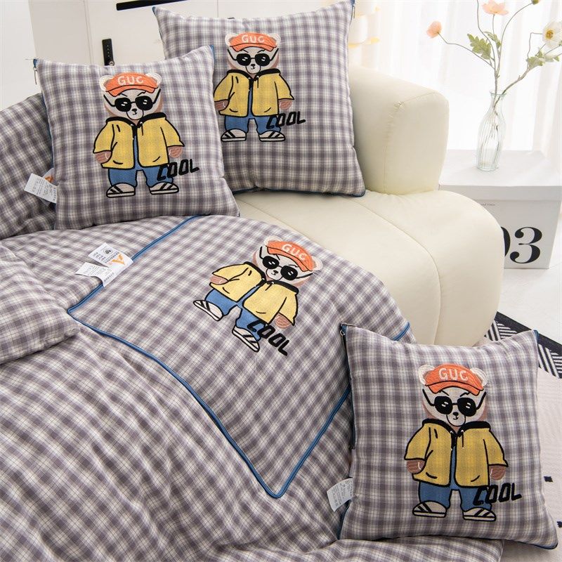 儿童卡通全棉抱枕被子两用纯棉毯子汽车用靠背办公室午睡折叠枕夏,居家布艺,抱枕被,淘宝优惠券,粉丝福利购,淘宝优惠卷