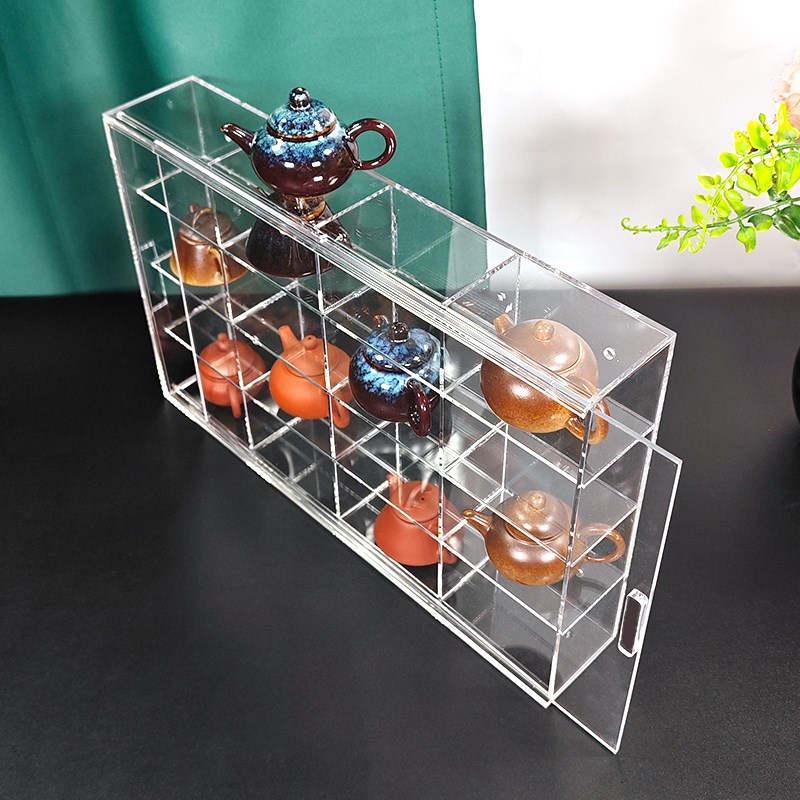 亚克力杯架透明多宝阁紫砂壶茶具展示柜水杯收纳盒格子置物架定制