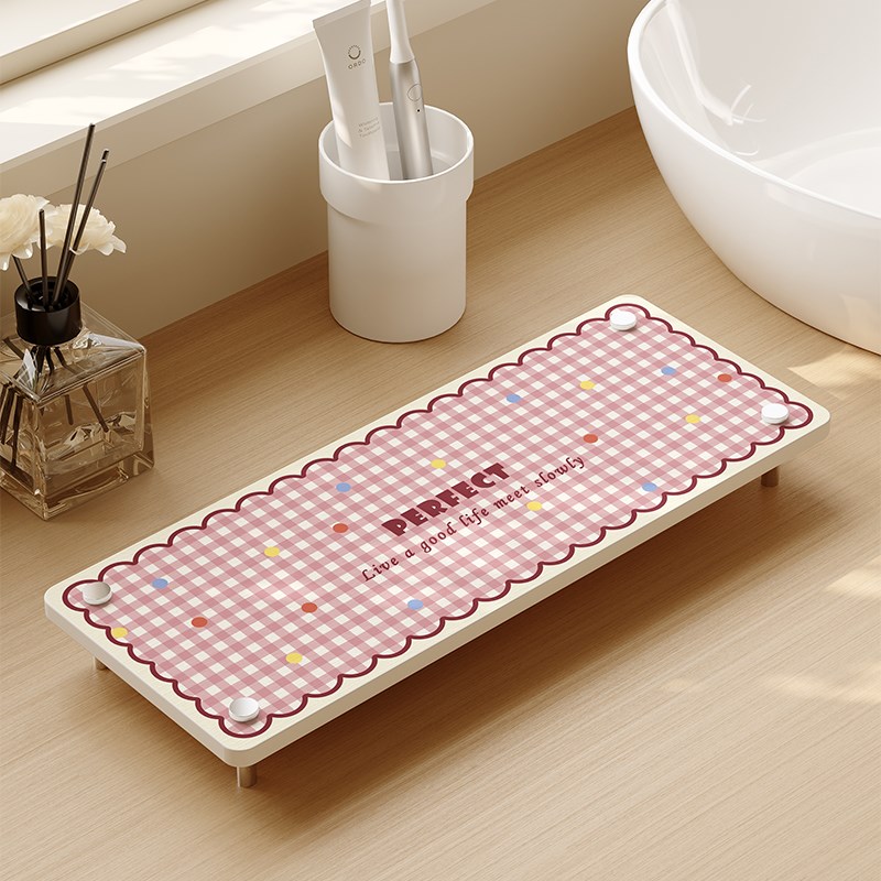 韩系小清新洗手台置物架硬硅藻泥卫生间台面吸水垫浴室厕所杯垫架
