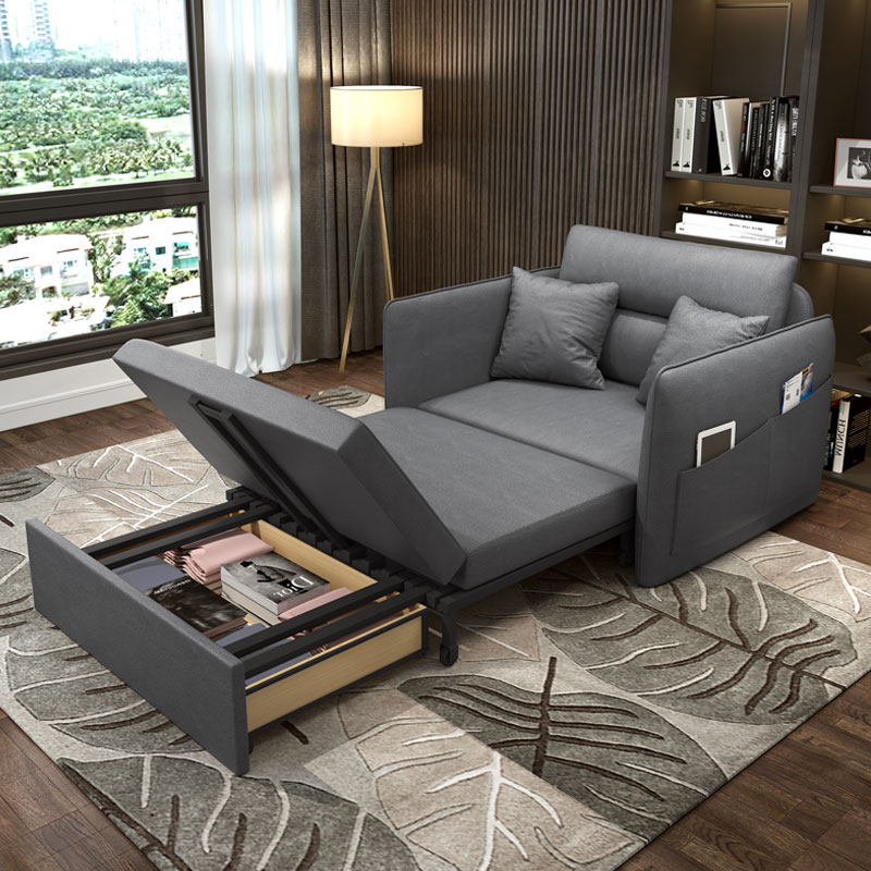 单人沙发床可折叠90cm科技布两用多功能1米书房伸缩床两用 推拉式
