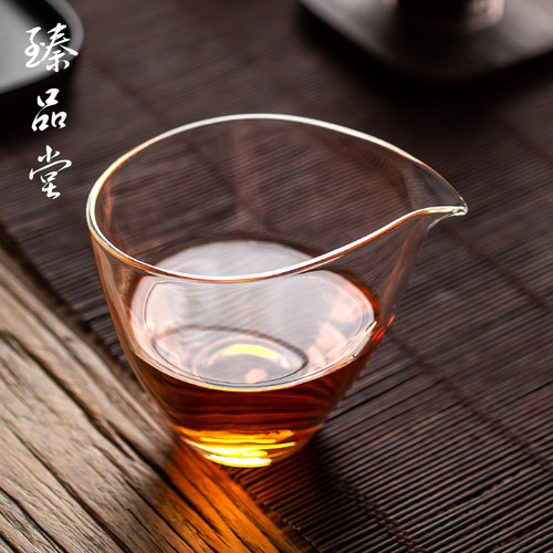 臻品堂 手工耐热玻m璃公道杯手握无把简约家用 分茶器透明公杯茶