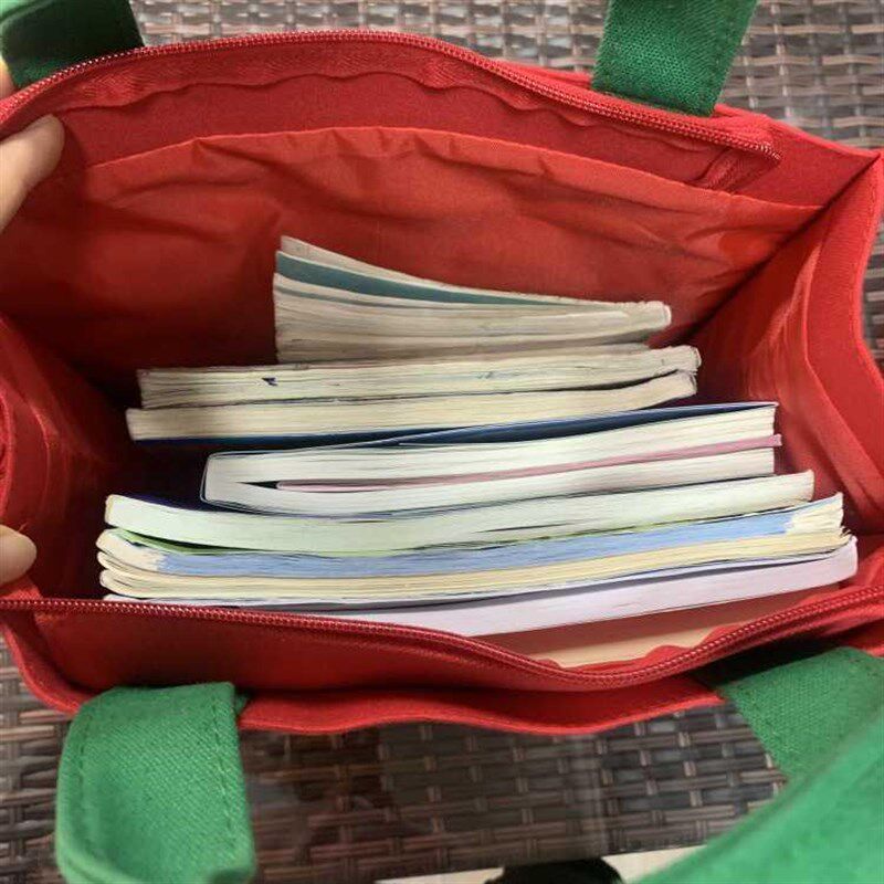 学生手提袋拎书袋文件袋帆布手提包单肩两用补课包儿童补习袋新g