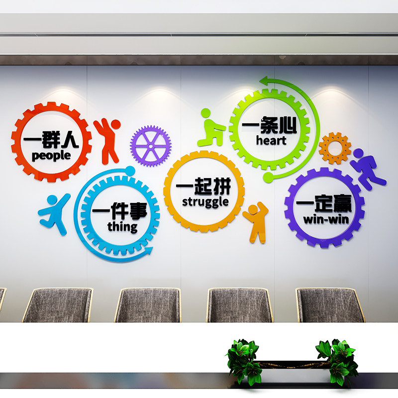 企业公司b团队励志文化墙会议办公室宣传标语墙面布置壁贴装饰