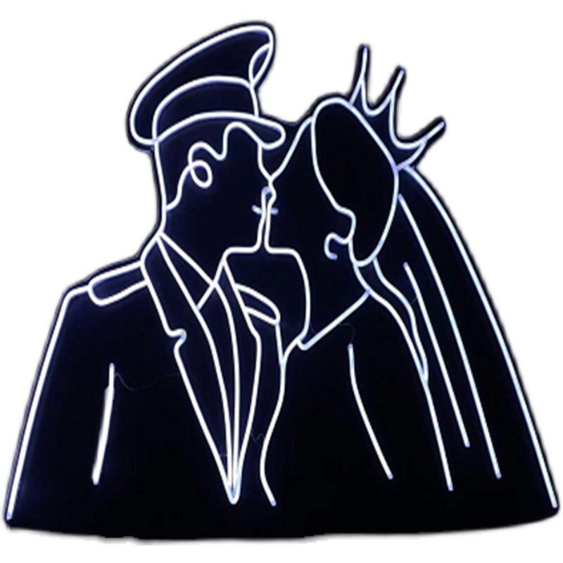 亚克力情侣发光头像定制气球道具婚礼拱门霓虹灯带挂件背景装饰