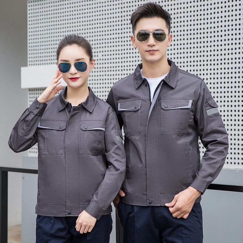 酒店工程部长袖工作服套装工程服汽修车间厂服快递员仓储工装男女