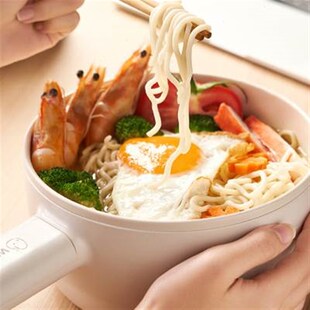 新款新品顽米电煮锅宿舍学生炒菜炒锅多功能锅家用一体式小型煮面