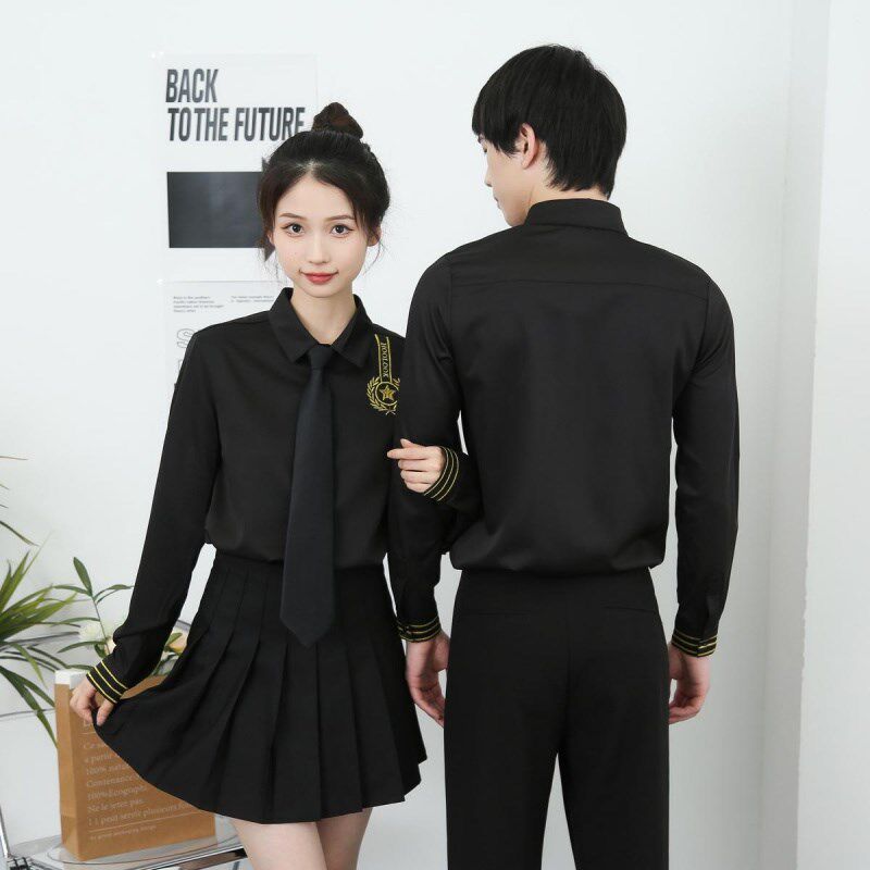 2024秋季发型师餐厅服务生衬衫空少ktv酒吧男女定制工装LOGO定制