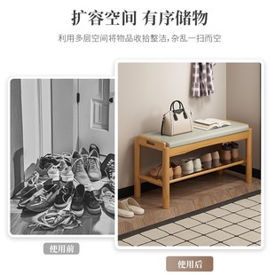 架 可坐式 鞋 子收纳凳储物凳非实木两用换鞋 凳家用门口沙发凳简易鞋