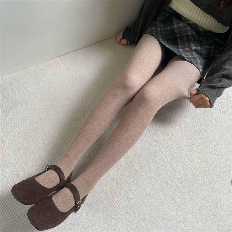 秋冬加厚保暖洋气奶茶色打底连裤袜气质格雷系灰色显瘦加绒裤袜女
