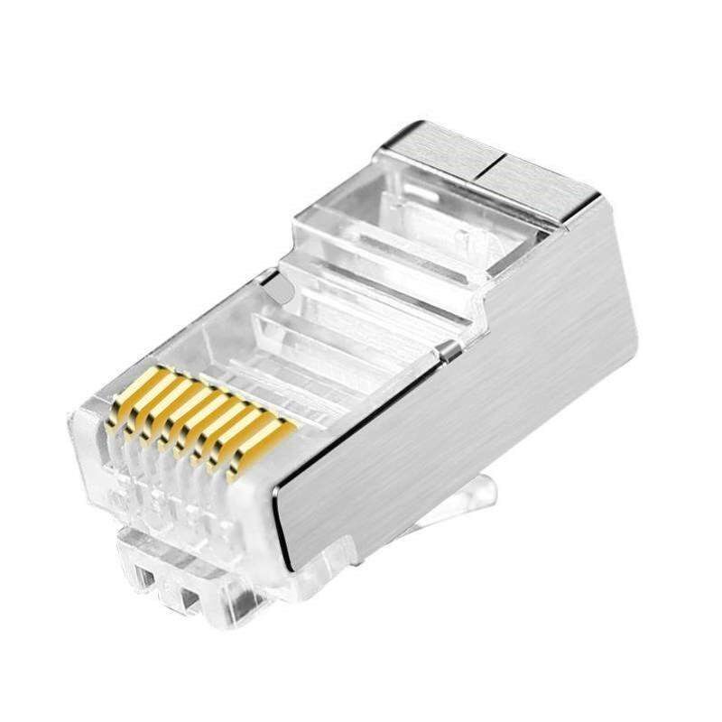水晶头RJ45六类网线屏蔽超盒网络8p8c德爵接头/个100