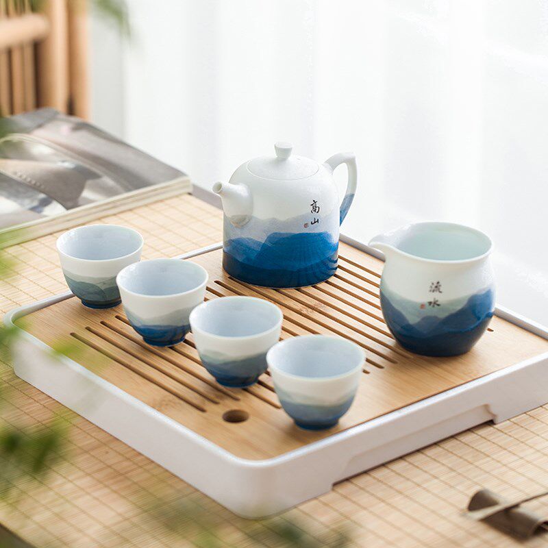 2024新款陶瓷泡茶壶品茗茶杯子家用客J厅中式功夫茶盘茶具套装送