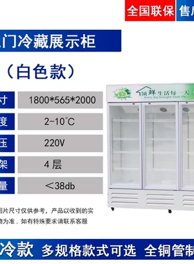 展示柜冷藏饮料柜冰柜啤酒商用双门风冷立式保鲜柜超市三门冷饮柜