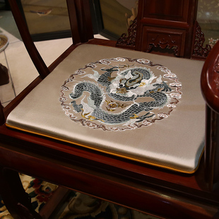 中式红木椅垫沙发坐垫仿古实木家具圈椅官帽椅皇宫椅防滑垫刺绣龙