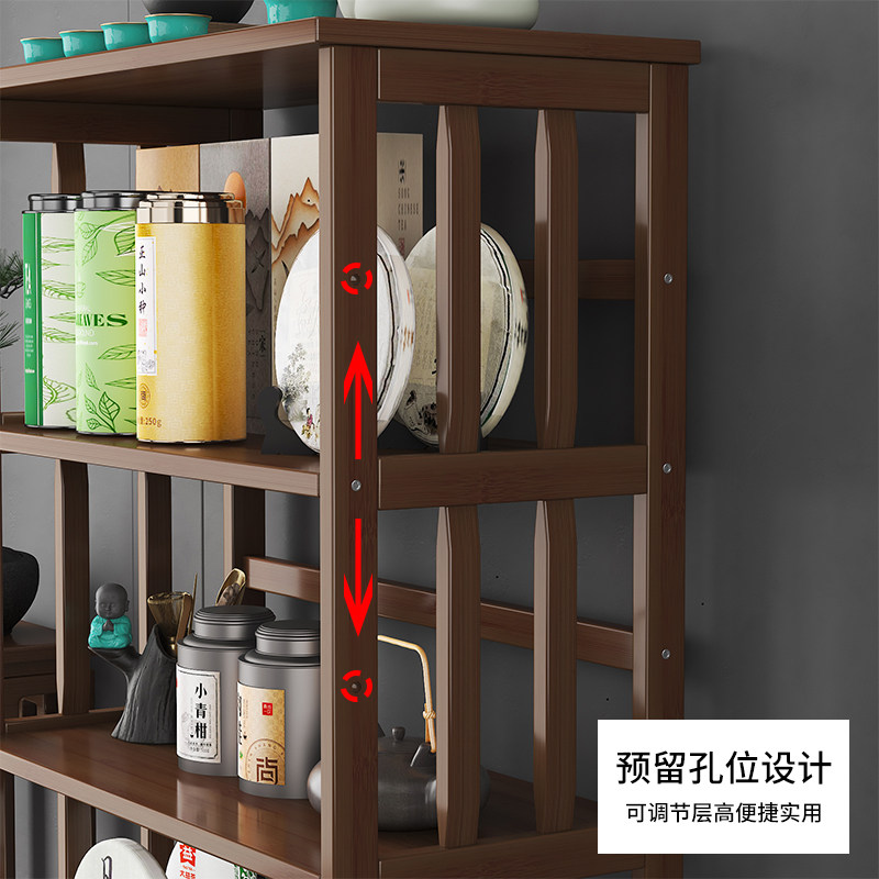 博古架新中式茶室置物架子茶水柜客厅装饰品摆件展示茶叶收纳架子