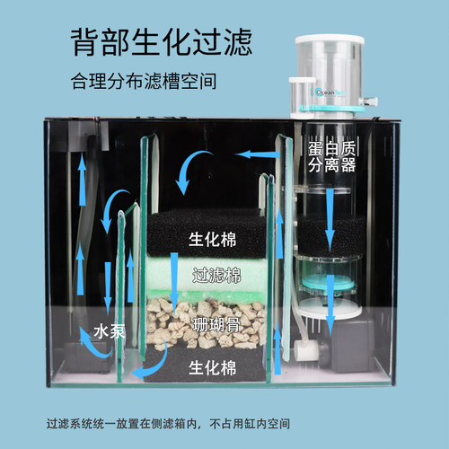 小型桌面客厅办公室超白玻璃生态水族箱小丑鱼背滤海水珊瑚水母缸