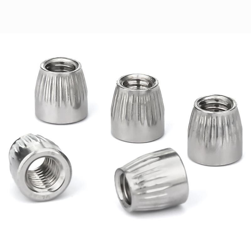 东明304不锈钢锥形螺母锥型滚花螺丝帽内爆膨胀防滑锣母M6M8M10全