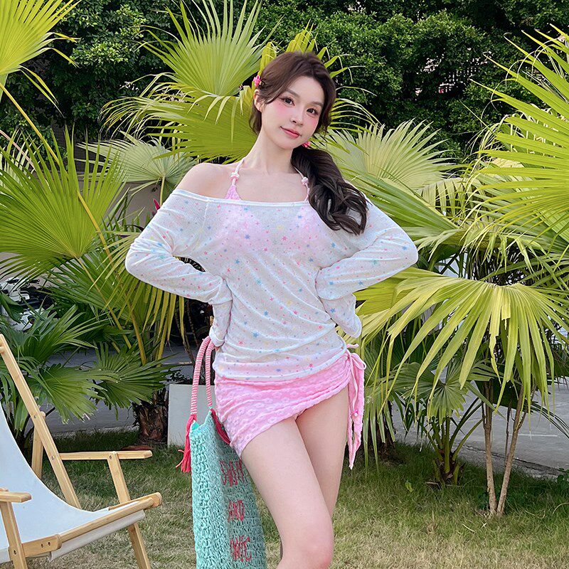 泳衣女泡温泉高级感小胸聚拢海边度假罩衫比O基尼套装绝美分体泳