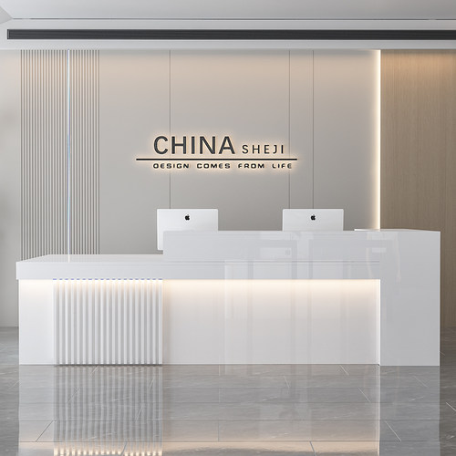 公司收银柜台饭店前台桌接待台奶茶店吧台烤漆简约现代商用小型店