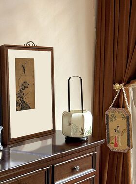 雀上枝头宋代美学新中式艺术装饰画客厅书房茶楼绢布祥云挂架挂画