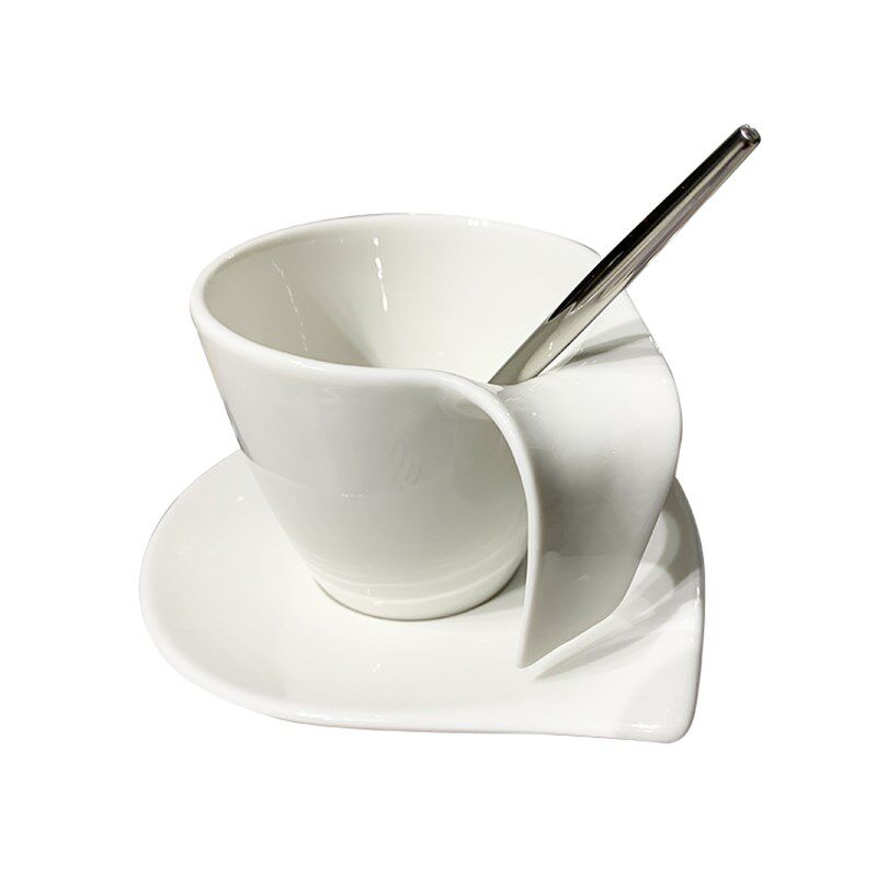 如是现代极简白色水滴陶瓷咖啡杯套装下午茶餐具高颜值