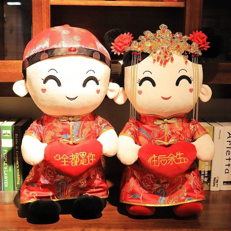 婚庆压床娃娃一对结婚礼物新婚对娃床上玩偶公仔摆件婚房喜娃抱枕