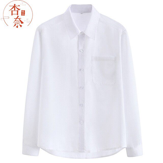 初高中男生白色制服衬衫尖领长袖工作G制服大学生校服班服打底衬