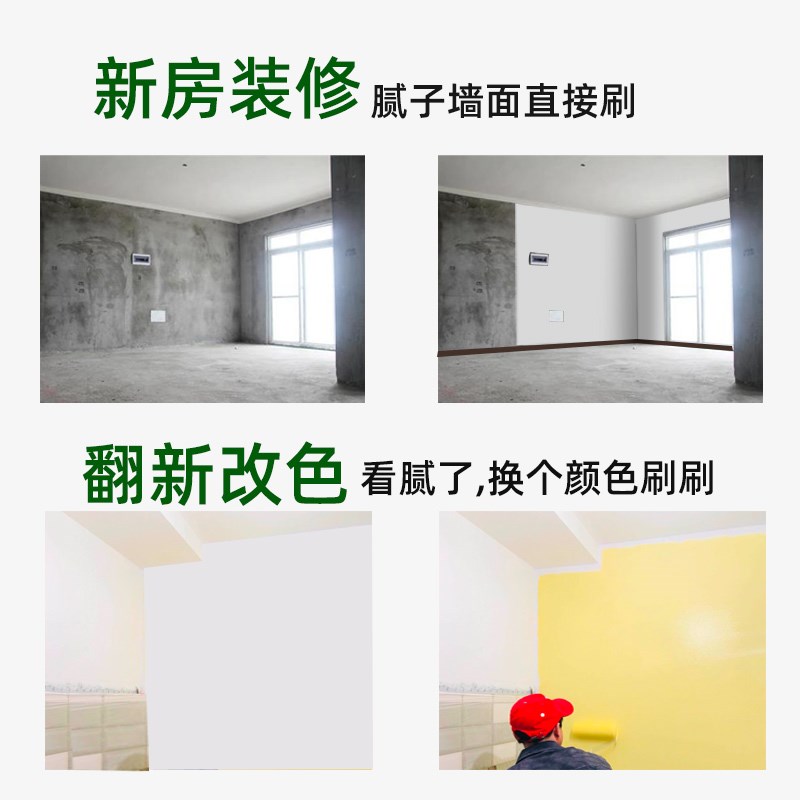 三棵树乳胶漆优白室内水性油漆涂料白色净味家用自刷环保内墙面漆