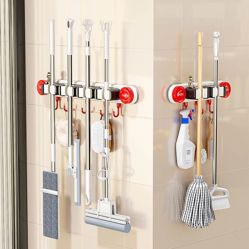 多巴胺吸盘拖把壁挂夹化妆室免打孔挂钩扫把拖布夹固定架收纳神器