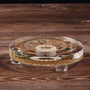 水晶底座托不发光圆形桌面摆件琉璃佛像舍利塔佛塔底座八吉祥图案