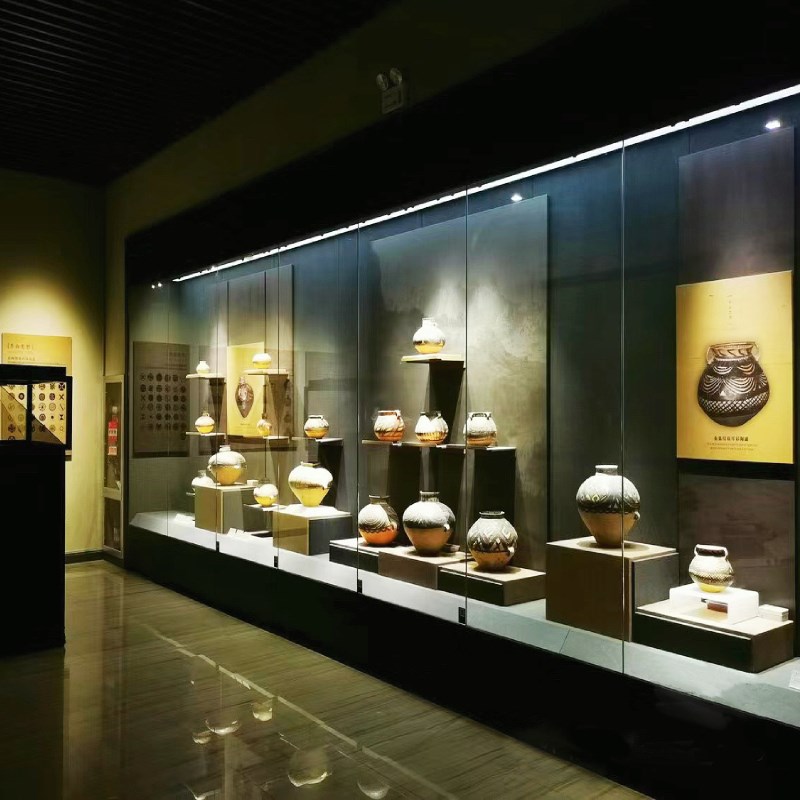 博物馆展示柜古董瓷器玻璃展柜恒温恒湿电动平移文物字画沿墙通柜