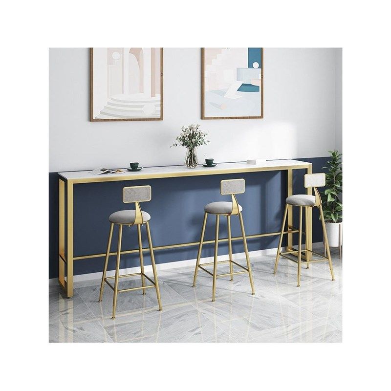 北欧大理石吧台桌轻奢酒吧台高脚桌椅商用靠墙长条桌岩板阳台家用