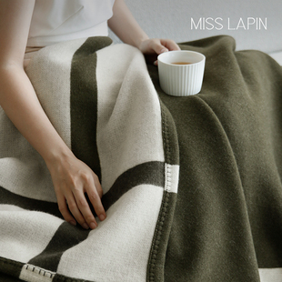 澜品 办公室午睡毯空调毯沙发毯车用盖毯 北欧极简风纯羊毛毯子