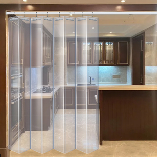 免打孔空调隔风门帘折叠滑道百叶透明推拉店N铺隔凉隔热隐形隔断