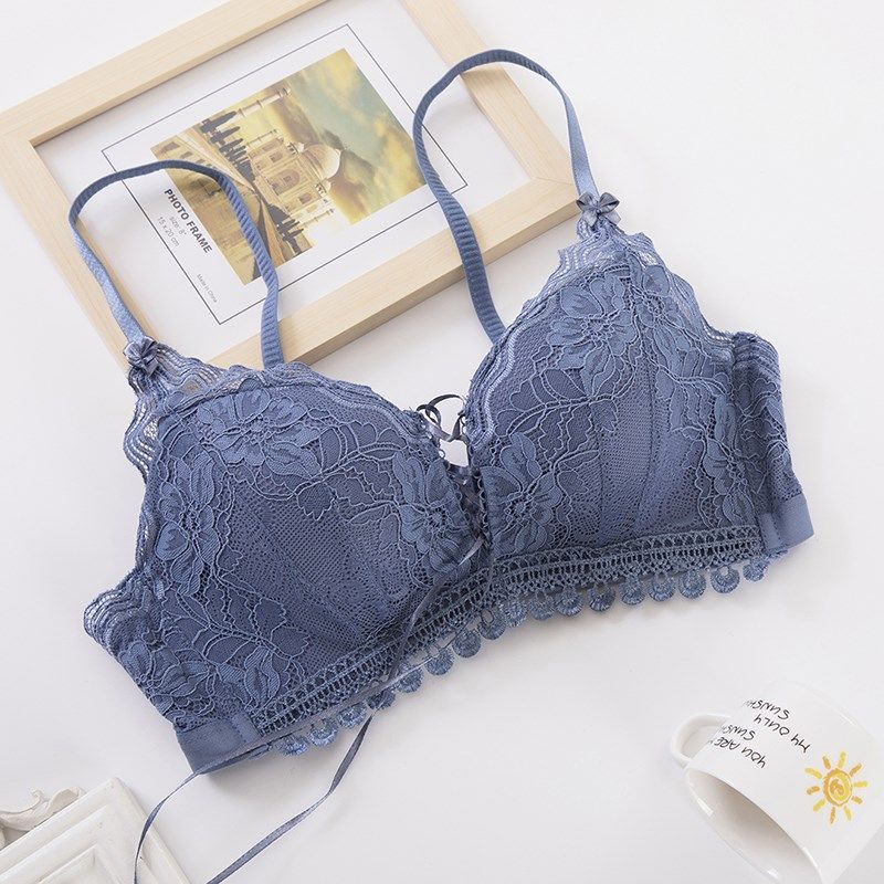 内衣加厚8cm聚拢超厚小胸8CM10特厚文胸蓝色套装显胸大平胸aa