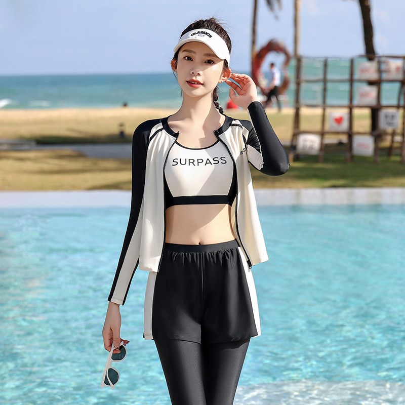 分体泳衣女2025新款夏保守游泳长袖长裤冲浪浮潜水母服防晒四件套
