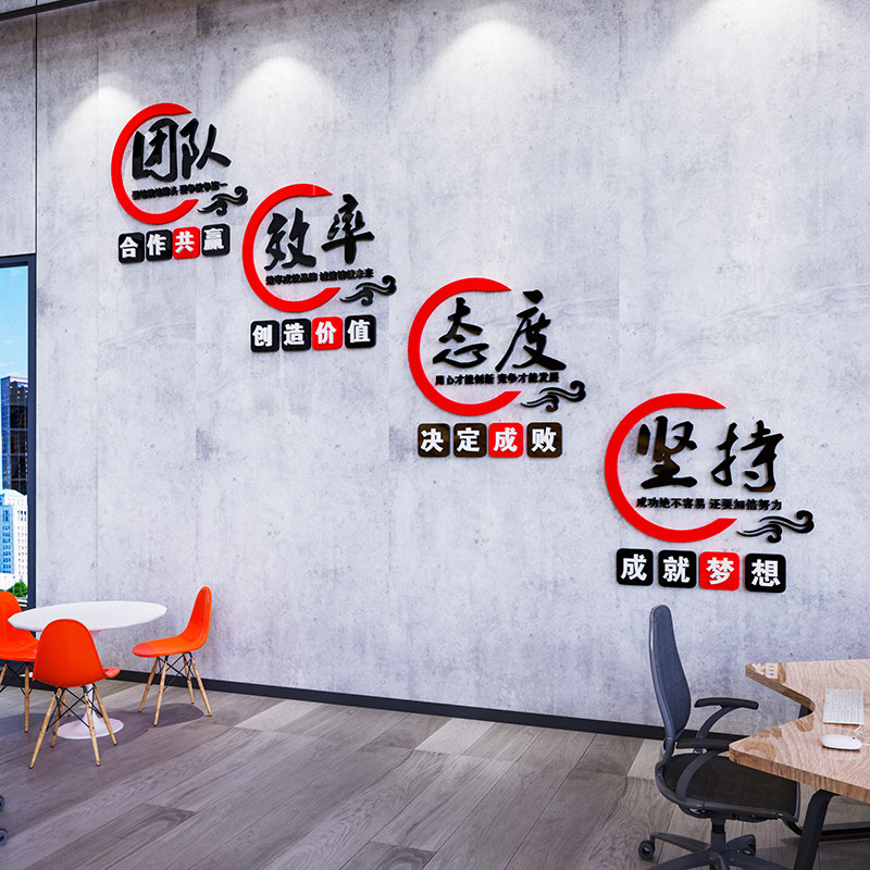 办公室楼梯墙面装饰走廊布置团队激励标语墙贴画公司企业文化背景