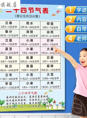 新款传统民俗24节气表二十四节气歌幼儿园小学教室文化装饰墙贴画