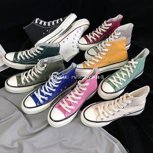 经典款黑色高帮帆布鞋女2021春季新款鞋子女学生百搭韩版高帮鞋女